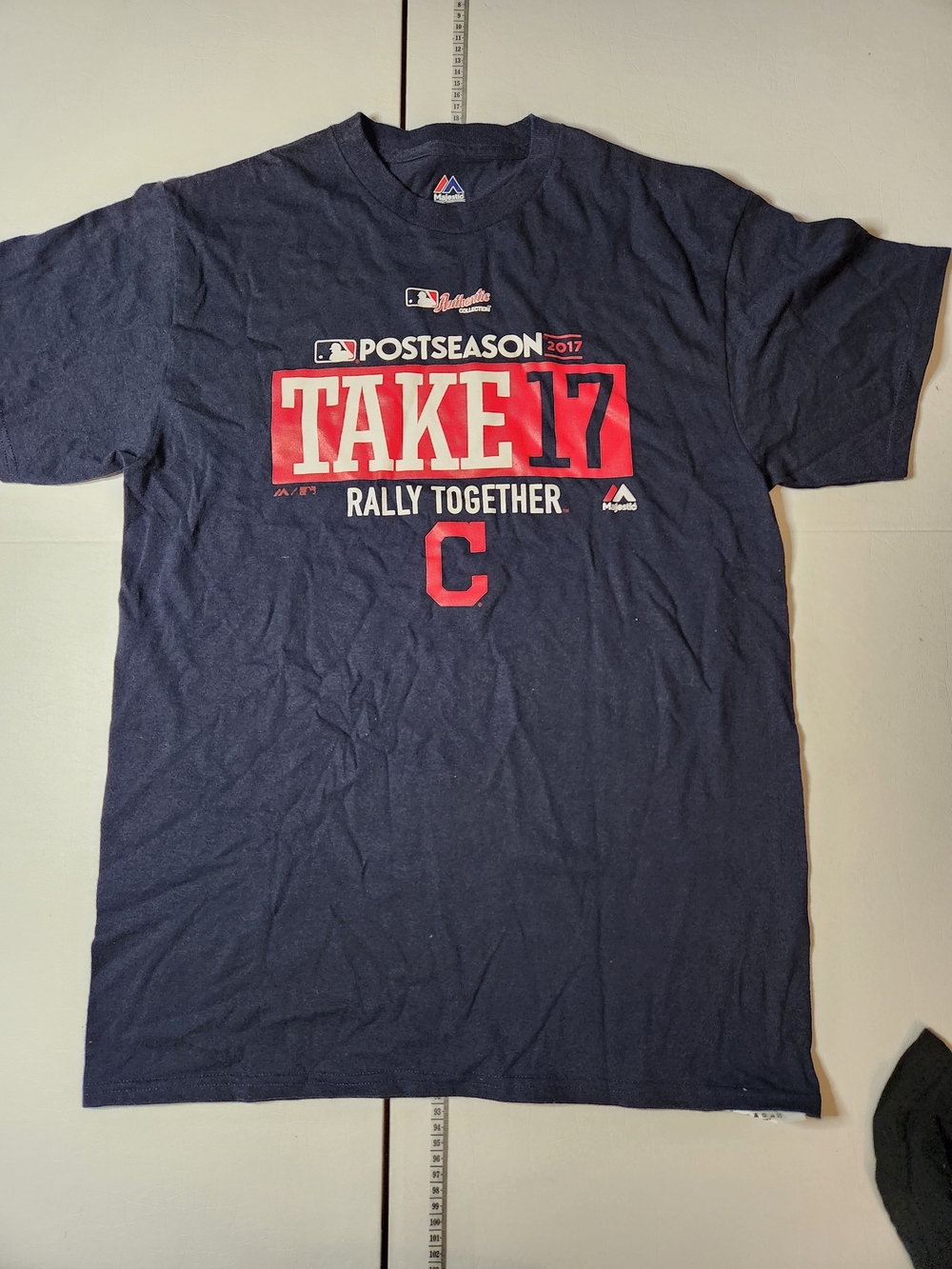 Majestic Navy and Red "Take 17" Postseason Rally T-Shirt